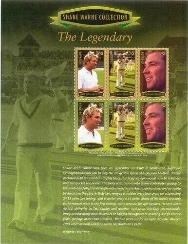 Grenada 2007 - SHANE WARNE CRICKET - Sheet of 8 Stamps - Scott #3689 - MNH