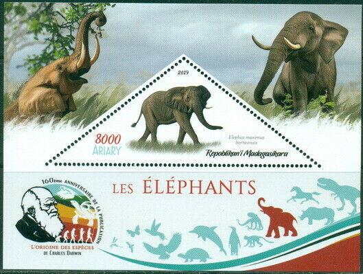 ELEPHANTS ANIMALS FAUNA CHARLES DARWIN MADAGASCAR 2019 MNH STAMP SET 4 SHEETS