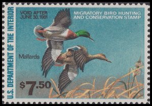 US RW47 Millards $7.50 single MNH 1980-1981