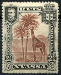 Nyassa Sc#26 MH/Unused, 2½r blk & red brn, King Carlos I (giraffe and camels...