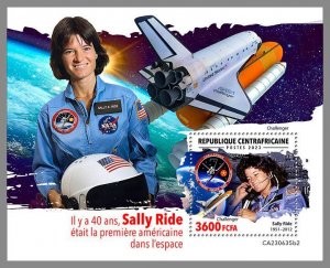CENTRAL AFRICAN REP. 2023 MNH woman in space Sally Ride IMPERFORATED S/S #635b2