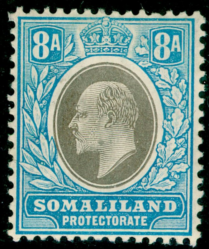 SOMALILAND PROTECTORATE SG52a, 8a blk & blue, M MINT. Cat £27. WMK MULT CA.