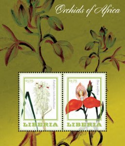 Liberia - 2014 - ORCHIDS OF AFRICA - Souvenir Sheet of 2 Stamps - MNH