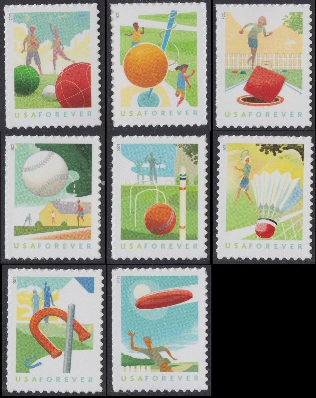 US 5627-5634 Backyard Games forever set (8 stamps) MNH 2021 