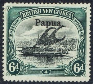 PAPUA 1906 LAKATOI OVERPRINTED LARGE PAPUA 6D VERTICAL WMK