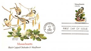 United States, District of Columbia, First Day Cover, Birds, Flowers, Massach...