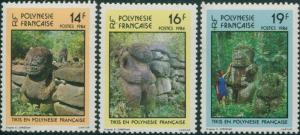 French Polynesia 1984 Sc#390-392,SG413-415 Marquesian Tikis set MNH