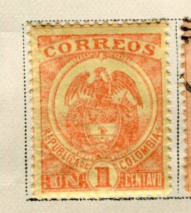 COLOMBIA; 1899 early classic Eagle type fine Mint 1c. value