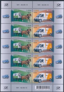 2013 EUROPA CEPT, Estonia, 1 5 Value Minifoil in Pair, Postal Vehicles, MNH**