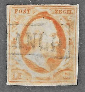 Netherlands (1852)  - Scott # 3,  Used
