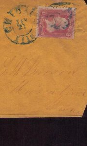 US Sc#64a PIDGEON BLOOD PINK ON COVER TIED BY  CHICAGO, ILLS TO MUSCATINE,IOWA