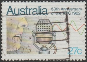 Australia 1982 Sc#830 27c ABC Announcer & Microphone USED-Fine-NH.