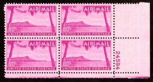 OAS-CNY 6256 AIR MAIL 1952 SCOTT C46 $0.80 HAWAII DURLAND PLATE #24594 CV $40