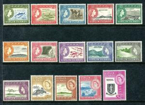 Virgin Islands 144-158 MVLH QE II definitive 1964: Bonita, Brown Pelican, x20266