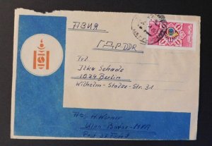 Unknown Year Mongolia Airmail Cover Bator to Berlin Germany DDR Cyrillic 3