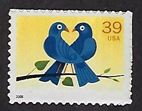 Catalog # 4029 Single Stamp from booklet Love True Blue Valentine Marriage