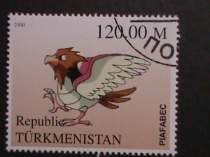 TURKMENISTAN -2000 LOVELY FAMPOUS POKEMON CTO FANCY POSTAL CANCEL VERY FINE