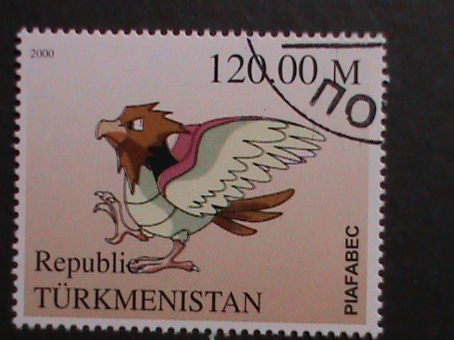 TURKMENISTAN -2000 LOVELY FAMPOUS POKEMON CTO FANCY POSTAL CANCEL VERY FINE