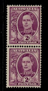 AUSTRALIA GVI SG205b, 2d bright purple, NH MINT. Cat £90. COIL PAIR