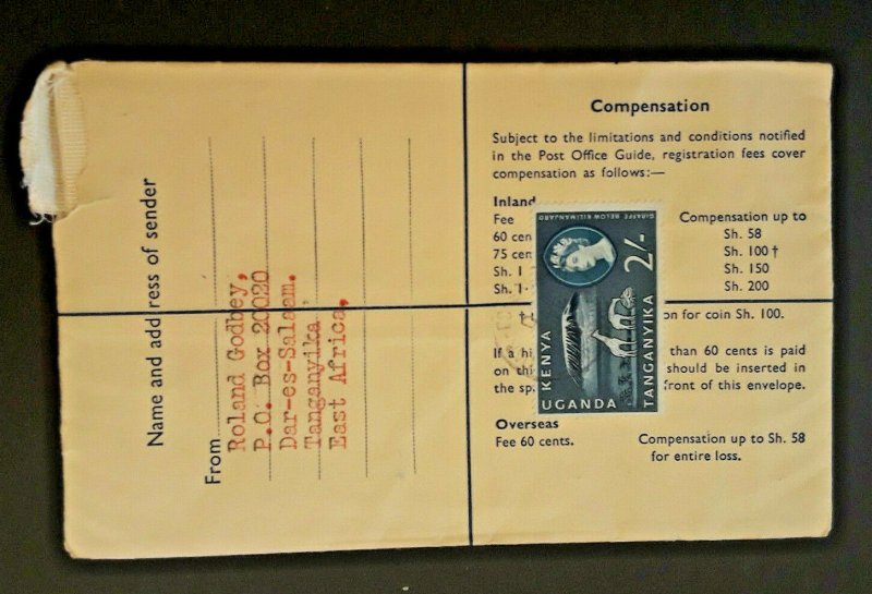 1961 Dar es Salaam Tanganyika To Brighton England Registered Cover