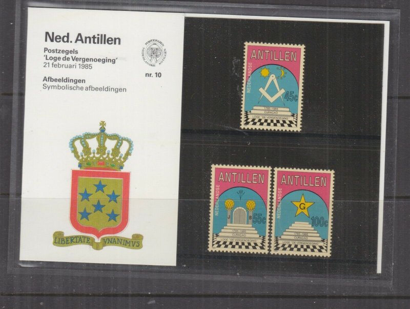 NETHERLANDS ANTILLES,1985 Masonic Lodge set of 3, Folder 10