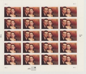 1999 US Scott #3287 Actors, Lynn Fontanne and Alfred Lunt 33c Postage Sheet MNH