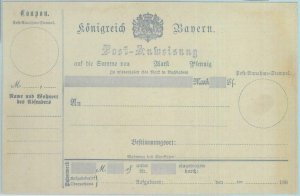 89219 - GERMANY Bayern - Postal History - STATIONERY Formular CARD Postal Order