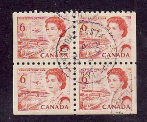 Canada-Sc#459- id12-used 6c orange block from booklet-dated 9 IV 1970-