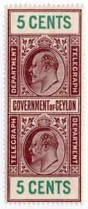 (I.B) Ceylon Telegraphs : 5c Purple-Brown & Green (1903)