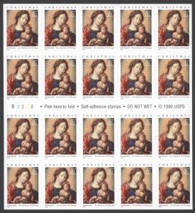 2002 US Scott #3675a , 37c Madonna - Booklet of 20 MNH