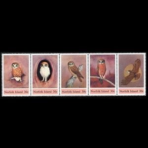 NORFOLK 1984 - Scott# 343 Owls Set of 5 NH btw.perf.folded