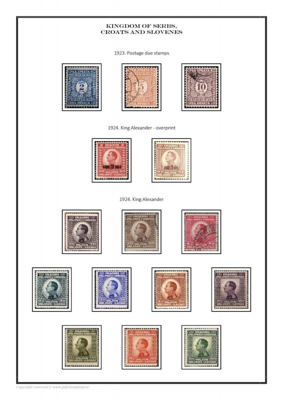 Kingdom of Serbs, Croats and Slovenes 1921-1931 PDF (DIGITAL)  STAMP ALBUM PAGES