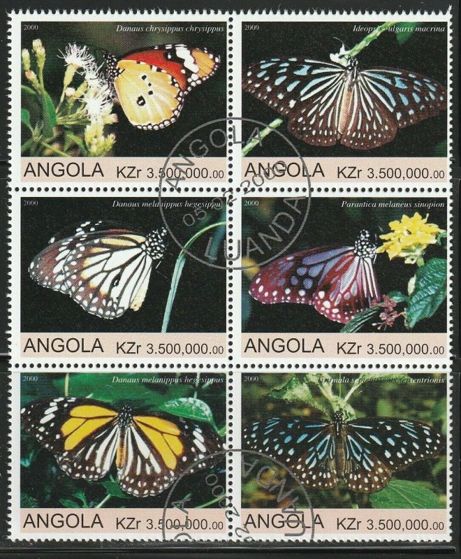 Angola Butterflies Used No Catalogue