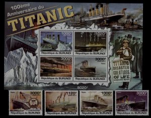 Burundi 1006-10 MNH Ships/Titanic SCV25