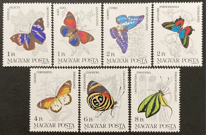 Hungary 1984 #2851-7, Butterflies, MNH.
