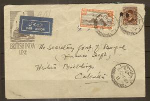 Egypt 1937 Cover to Calcutta