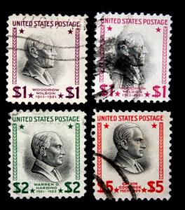 US #832,833,834,832g 1938 Presidential Vignette Shift Set