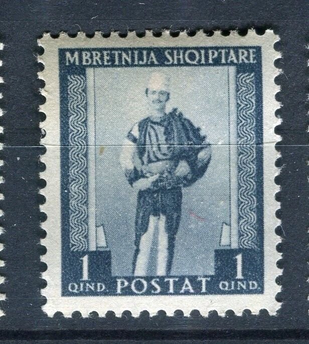 ALBANIA; 1939 early Local pictorial issue Mint hinged 1q. value