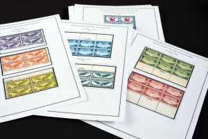 COLOR PRINTED USA AIRMAIL PLATE BLOCKS 1918-2012 STAMP ALBUM PAGES (50 il pages)