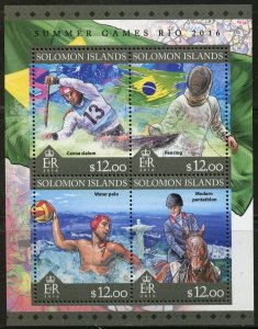 SOLOMON ISLANDS 2016 SUMMER GAMES RIO 2016 OLYMPICS  SHEET  MINT NH