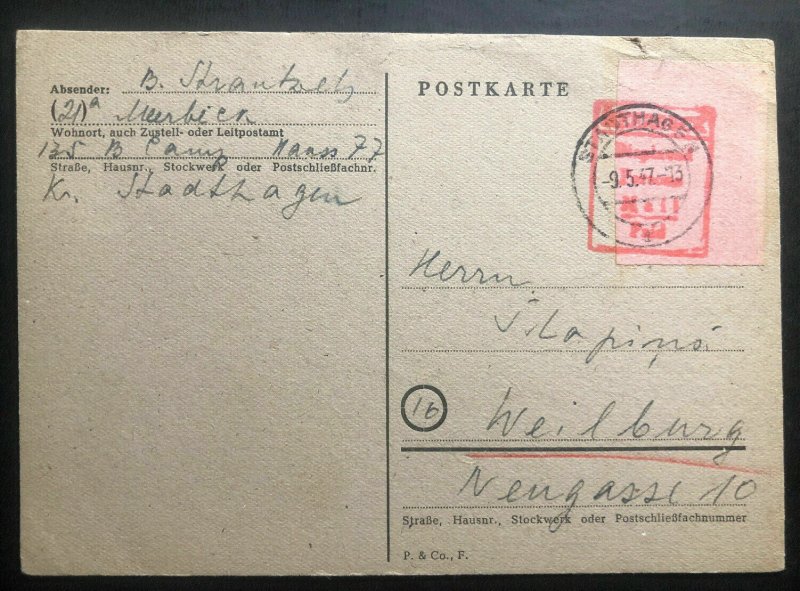 1947 Meerbeck Stadthagen Germany Displaced Person DP Camp PC Cover to Weilburg 2