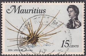 Mauritius 1969 - 73 QE2 15cts Sea Urchin SG 387 ( J1123)