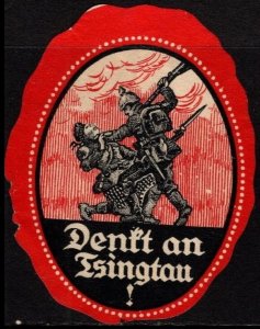 1914 Germany WW I Propaganda Poster Stamp Think of Tsingtau