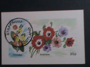 ​STAFFA-SCOTLAND-1972  ANEMONE & COWSLIPS LOVELY FLOWERS -IMPERF :CTO S/S  VF