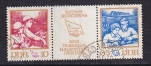 German Democratic Republic DDR  #1376-1377 used 1972  unions strip of 2 + label