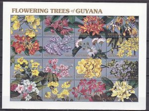 Guyana, Scott cat. 2371. Flowering Trees of Guyana. Sheet of 16. ^