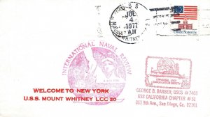 INTERNATIONAL NAVAL REVIEW CACHET AND CANCEL ON U.S.S. MOUNT WHITNEY LCC 20 1977