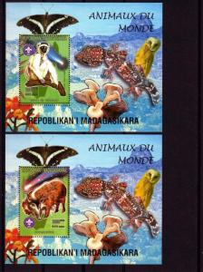 Madagascar 1999 Sc# 1416 Halley's Comet/Fauna 4 Souvenir Sheets Perforated MNH