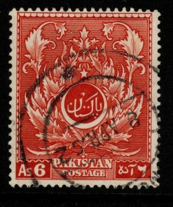 PAKISTAN SG59 1951 6a BROWN-ORANGE USED