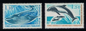 FSAT TAAF Whale Dolphins Marine Mammals 2v 1977 MNH SC#67-68 SG#113-114